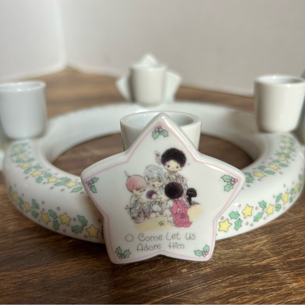 Vintage Precious Moments 1991 Advent Wreath Candle Holder Come Let Us Adore Him - Picture 7 of 8